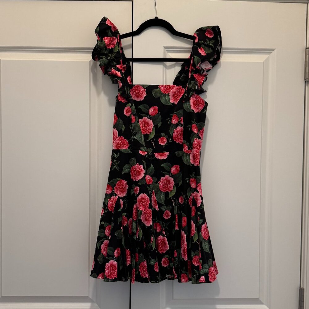 Alice + Olivia Ginny Ruffle Sleeve Floral Print Dress